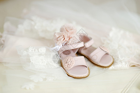 婴儿女婴洗礼鞋手工羊毛鞋类信封孩子们新生仪式赃物丝带庆典图片