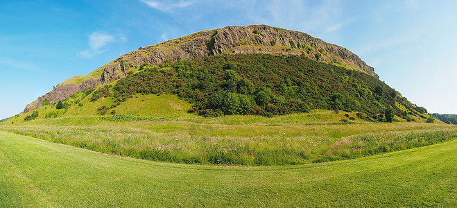 爱丁堡亚瑟的座位场景绿色天际全景公园图片