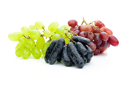 白色背景的绿色和红色葡萄浆果叶子营养果汁收成甜点葡萄叶食物健康饮食图片