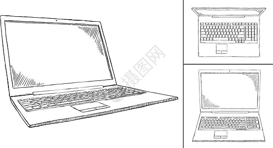 种不同视图中的素描风格笔记本图片