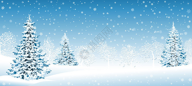 白雪皑皑的森林圣诞冬季背景图片