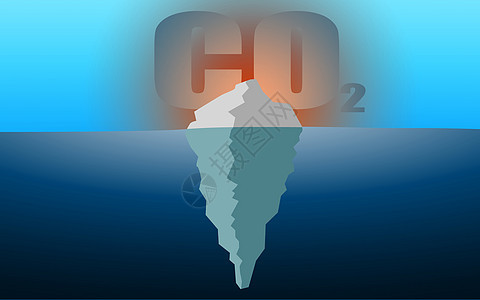 气候变化概念的冰山和 CO2 气体图片