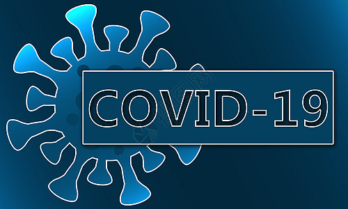 蓝色背景的冠状病毒 Covid 19图片