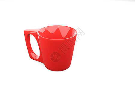 3d 渲染红色咖啡杯茶或陶瓷杯热饮杯空白的模型隔离在白色背景上用于标签模拟 u图片
