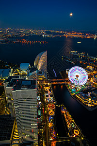 横滨湾的顶端景色摩天轮城市码头公园景观市中心风景旅行洲际摩天大楼图片