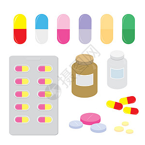 药物医学面板药丸剂量胶囊治疗卡通 Vecto图片