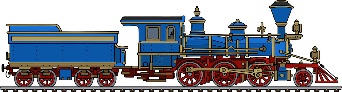 复古美国蒸汽机车引擎插图煤炭车辆荒野红色车皮铁路卡通片机器图片