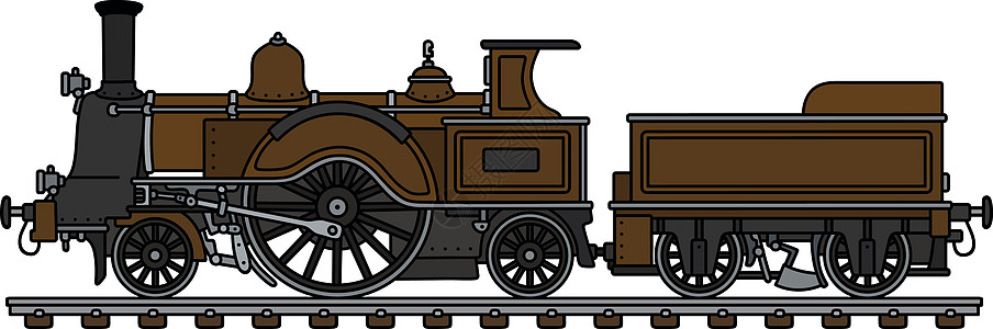 复古棕色蒸汽机车运输火车铁路黑色插图机器汽车引擎卡通片图片