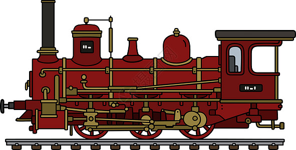 复古红色蒸汽机车铁路车辆机器运输火车黑色引擎插图卡通片图片
