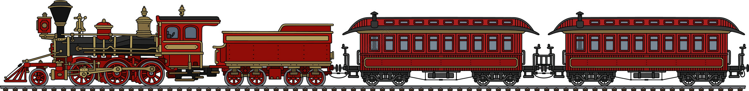 复古红色美国蒸汽火车图片
