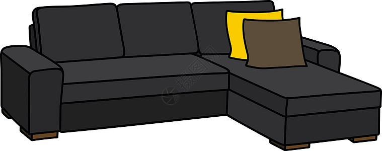 大黑豆家具黄色沙发长沙发扶手椅房间座位插图卡通片褐色图片