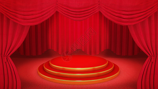 红色剧院窗帘背景上的红色和金色舞台 3D 渲染风格聚光灯艺术娱乐喜剧音乐会布料装饰仪式歌剧图片