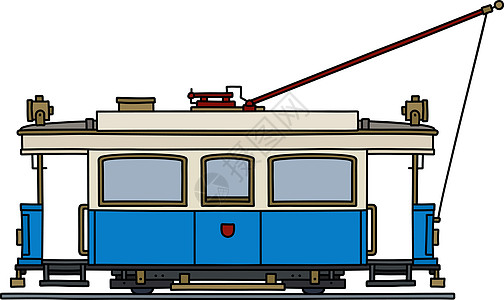 历史悠久的蓝色电车图片