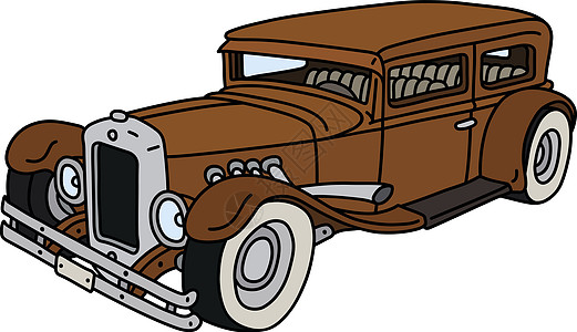 棕色汽车有趣的复古棕色 ca插画
