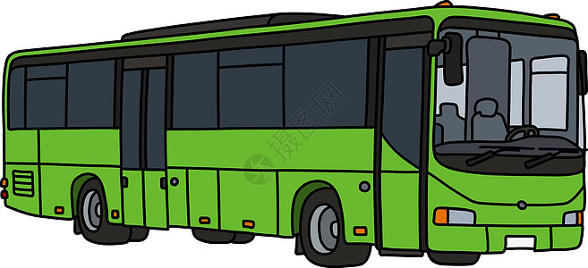 淡绿色的旅游bu插图土地绿色汽车运输卡通片乘客教练旅行车辆图片