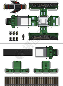 一台老小电力机车的纸模型拖拉机胶水轨枕蒸汽发动机运输铁路玩具力量机器图片