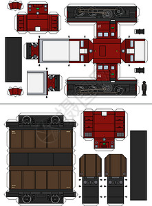 一辆老货运柴油火车的纸模型发动机胶水铁路机器车辆碎石柴油机院子车皮蒸汽图片