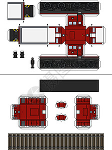 复古内燃机车的纸模型图片