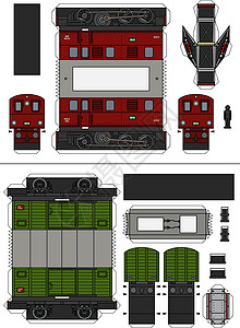一辆老电车的纸模型胶水碎石车皮纸艺卡通片玩具运输机车货运车辆图片