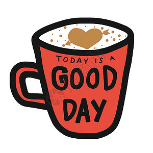 今天是咖啡杯卡通矢量图案上的好日子图片