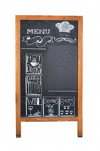 黑板菜单有木框架的餐馆菜单黑板和饮料单o背景