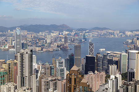 中国香港香港 中国2020年CIRCA 维多利亚山峰对香港市的惊人景象太阳景观建筑旅行全景办公室地标旅游港口戏剧性图片