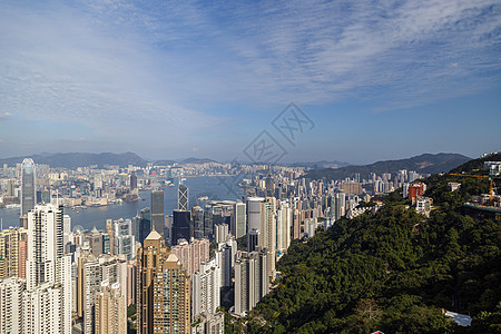 中国香港香港 中国2020年CIRCA 维多利亚山峰对香港市的惊人景象太阳戏剧性旅游日落建筑城市全景景观摩天大楼商业图片