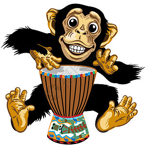 卡通黑猩猩当地非洲 drumme背景图片
