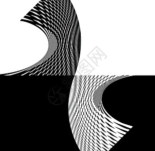 装饰抽象设计环形艺术绘画黑色条纹线条光学几何学海浪插图图片