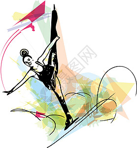在五颜六色的运动场上滑冰的女子溜冰者舞蹈运动装舞蹈家草图女孩展示演员训练锦标赛冠军图片