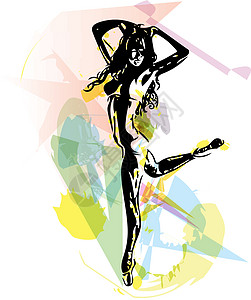 它制作图案芭蕾舞者女士灵活性冒充舞蹈家草图插图艺术家绘画姿势快乐图片