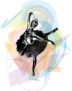 它制作图案芭蕾舞者姿势音乐插图编舞女性草图绘画艺术快乐芭蕾舞图片