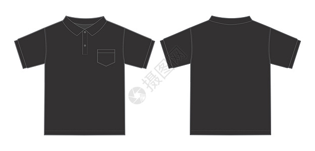 Polo 衫短袖的矢量模板插图球衣黑色纺织品衣领服饰袖子衣服团队平纹载体图片