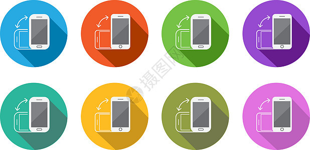 彩色旋转圆形平板智能手机或手机或平板电脑图片