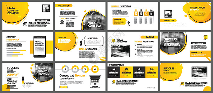 演示文稿和幻灯片布局背景 设计黄色和 ora网络基调横幅橙子工作嘲笑力量产品报告传单图片