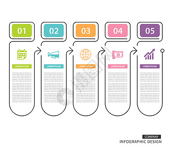 带有 5 个数据模板的垂直细线索引中的信息图表选项卡图片