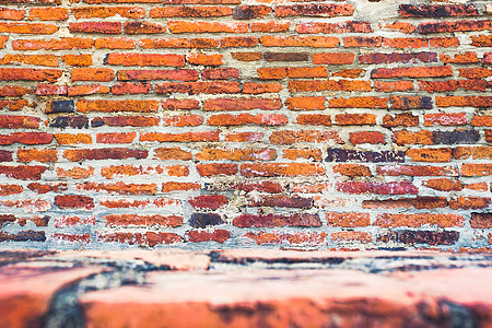 泰安州Ayuthaya的旧砖墙背景图片