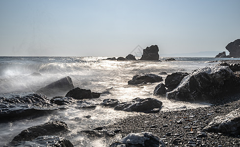 土耳其伊兹密尔州塞费里希萨多干贝海洋支撑岩石旅行石头海岸海浪假期热带海岸线图片