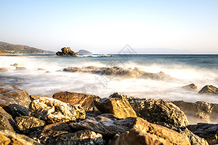 土耳其伊兹密尔州塞费里希萨多干贝运动日落热带旅行海浪支撑假期岩石蓝色海岸线图片