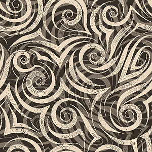 平滑线的无缝矢量图案 由Biige笔绘制于th装饰品褐色流动线条圆圈纺织品纤维笔触漩涡螺旋图片