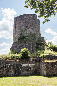 中世纪的温德克Windeck天空废墟防御建筑物蓝色堡垒石工城堡历史山顶图片