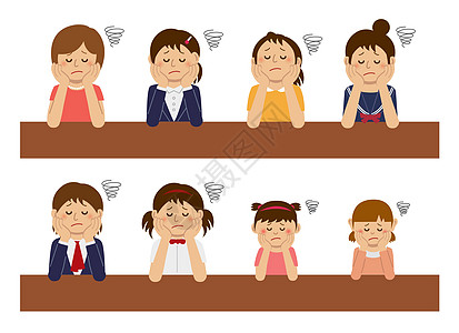 思考困扰受苦的女人插画se女性压力痛苦悲伤母亲插图会议考试工人商业图片