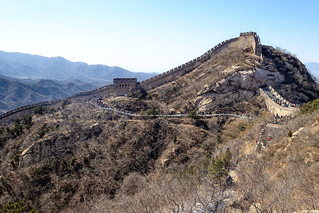 北京附近山上的中国人城墙壁文化历史性森林全景场景遗产爬坡建筑学王朝小路图片