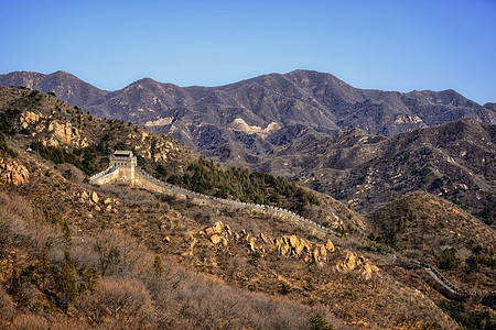 北京附近山上的中国人城墙壁建筑历史性历史游客世界爬坡文化边界旅游全景图片