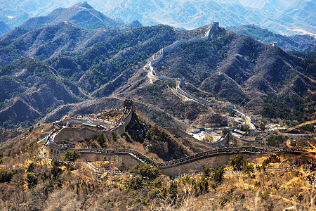 北京附近山上的中国人城墙壁历史性文化世界游客小路建筑学王朝边界天空爬坡背景图片