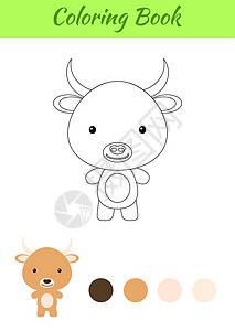 着色页快乐小宝贝牦牛 孩子们的图画书 埃德图片