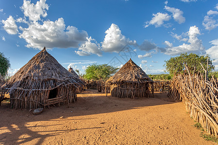非洲南埃塞俄比亚 哈马尔村生活小屋大面村庄旅行国家传统金卡房子锤子图片