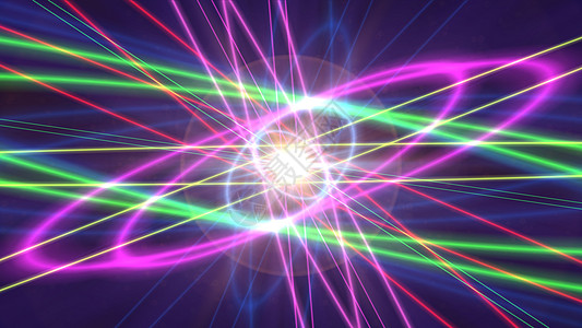 具有光 rin 的发光原子结构纤维条纹耀斑力量辉光量子激光戒指电子科学图片