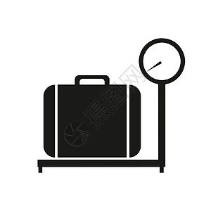 白色背景的袋式比例图标矢量 机场终点站收集的行李级定时装满图标图片