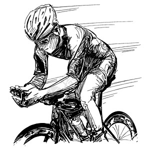 自行车比赛的绘画运动团体草图短跑车轮竞赛手绘男人速度赛车手图片